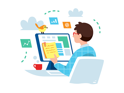 Funny Work at Computer Illustration by Manu on Dribbble