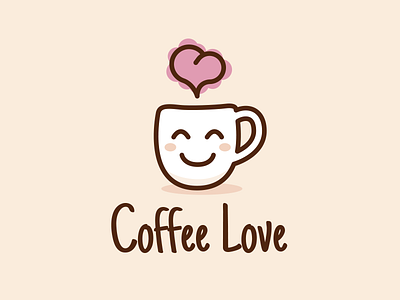 Coffee Love Cute Logo Design