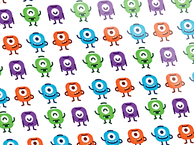 Cute Monsters Pattern cartoon character childrens colorful design creative cute design face flat funny icon illustration kids mascot monsters silly simple sticker sweet vector