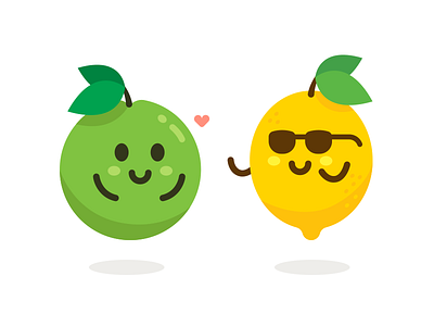 Kawaii Fruits apple cartoon character cute emoji emoticon flat fruit funny green icon illustration kawaii lemon logo mascot sticker sweet vector yellow