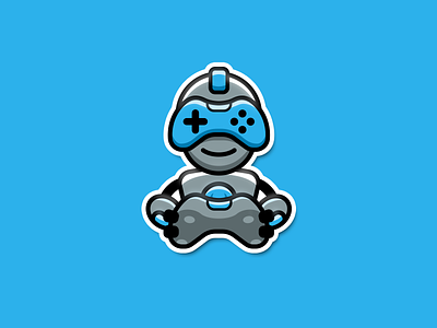 GameBot - Robot Game Logo cartoon character controller creative design flat funny game icon illustration joypad logo mark mascot play robot sticker technology ui vector
