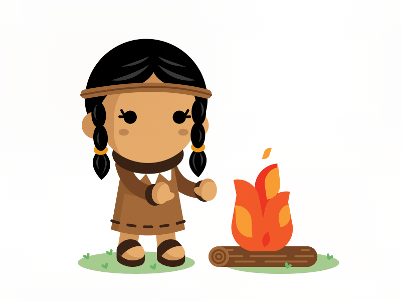 Indian Campfire adventure campfire cartoon character design fire flat funny game gif illustration indian kawaii log loop mascot motion design motiongraphic nature vector