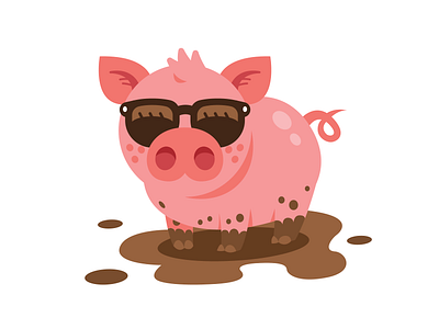 Cool Piggy animal cartoon character children cool cute farm flat funny icon illustration logo mascot pig pink pork sticker sunglasses t shirt design vector