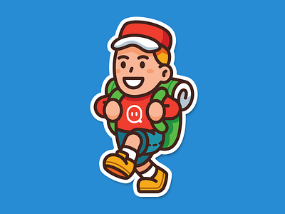 Go to an adventure! adventure cartoon character children colorful cute design flat funny icon illustration kids mascot outline sticker sweet travel traveling trekking vector