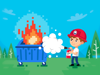Dumpster Fire Security Company Illustration
