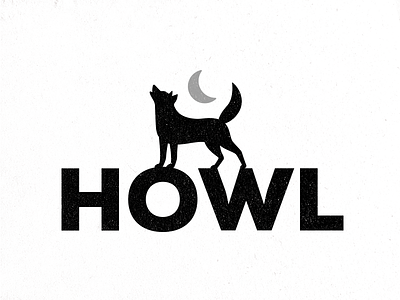 Howl - Wolf Logo Design animal black and white creative design flat graphic grunge howl illustration logo logo brand mark luxury minimal moon retro silhouette vector vintage wolf wolf logo