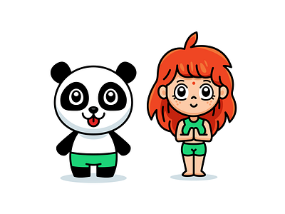 Yoga Girl and Panda Mascot by Manu on Dribbble