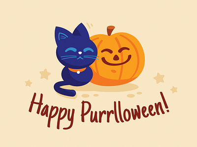 Happy purrlloween! animal autumn cartoon cat celebration character cute digital flat funny graphic halloween illustration kawaii mascot orange pumpkin silly spooky sweet
