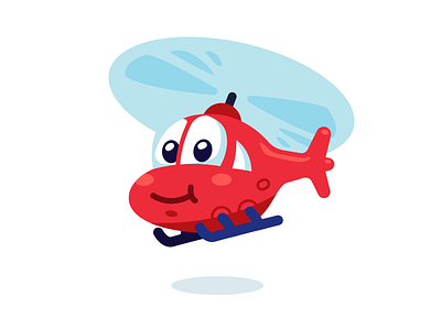 Helicopter Character Design cartoon character children creative cute design digital flat funny graphic helicopter illustration kids mascot red smile sweet toy vector vehicle