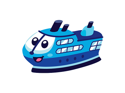 Cruise Character Design blue cartoon character children cruise cute design flat funny graphic happy illustration kids mascot navy sea ship toy vector vehicle