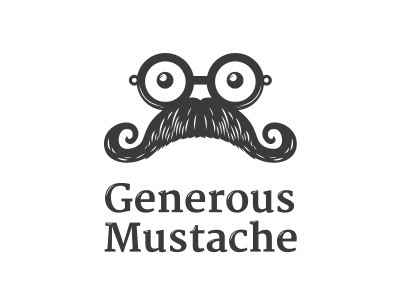 Generous Mustache black bw caricature character cool face glass logo logo design moustache simple sunglass vintage