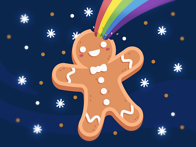 Merry Magic Christmas! biscuit cartoon character delicious fantasy flat funny gingerbread illustration jingle bells kawaii magic mascot merry christmas merry xmas rainbow santa claus sweet tasty vector