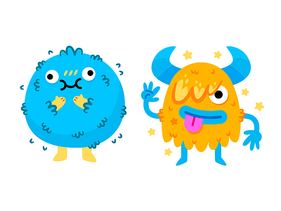 Silly Monsters cartoon character childrens illustration chubby creature cute digital emoji emoticon flat funny furry illustration kawaii mascot monster quirky silly sweet vector