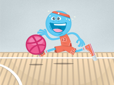 Dribbble Player ball basket blue converse dribble face funny illustration play player playoff rebound run