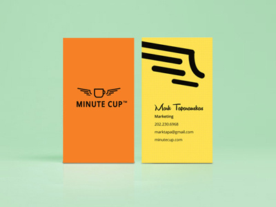 Minute Cup business card design 40s 50s bold business california card cards doylestown stationery washington wings