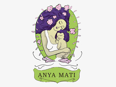Anya Mati illustrated logo beautiful brand drawing elegant feminine hand illustration logo made organic pretty woman