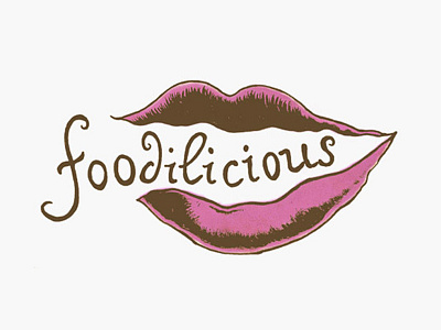 Foodilicious illustrated logo brand drawing illustration lips logo mark organic