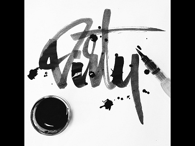 Dirty brush brush pen calligraphy lettering type