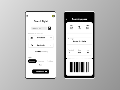 Boarding pass - Mobile app, ui design app boarding pass booking design mobile ui passenger ui ui design ux xd design