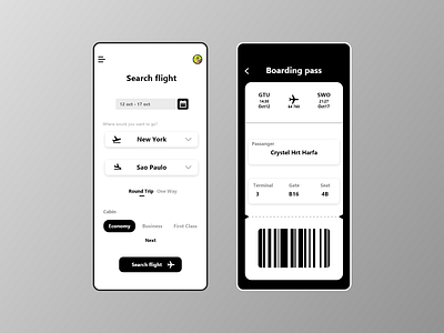 Boarding pass - Mobile app, ui design