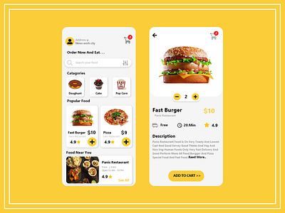 Food delivery app - Ui design app delivery design food app illustration mobile ui uiux vector xd xd design