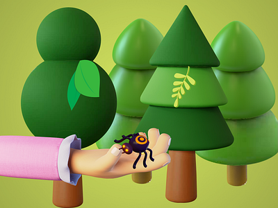 3D Hand 3danimation 3dhand 3dinsect 3dspider 3dtrees 3dworld animation artstyle behance blender cartoonillustration cleandesign design art insect rendering