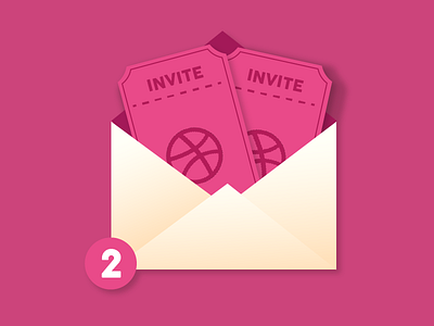 2 Dribbble Invites dribbble dribbleinvite envelope invitation invite pink two vector