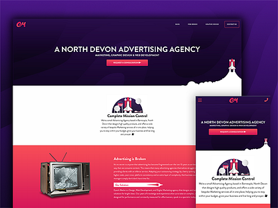 A Spaced Advertising Agency Website mobile purple red advertising space spaceship startup ui ux website