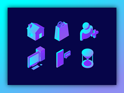 Isometric Neon Icons 3d blue icon icons isometric neon