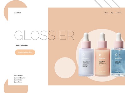 Glossier Product Fictional Landing Page aesthetic dailyui design glossier minimalism practice ui