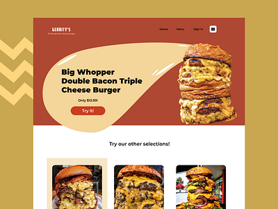 Fictional Ridiculous Burger Restaurant burger dailyui design food food ui food website ui