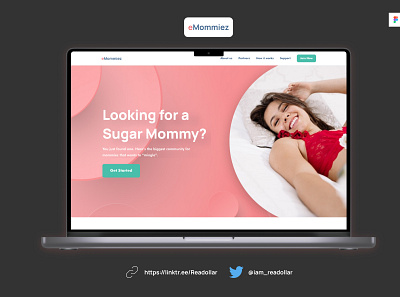 eMommiez: Hero image for a dating website for sugar mommies. design ui ux