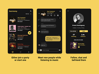 Synced music party app (concept) - harmony app ui