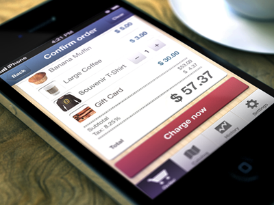 iPhone Payment App app design ios iphone noise square steel ui ux wood