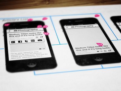 iPhone RSS Reader interface iphone mockups news paper reader ui ux wireframes wood