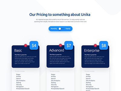 Unika.ai - Pricing Table