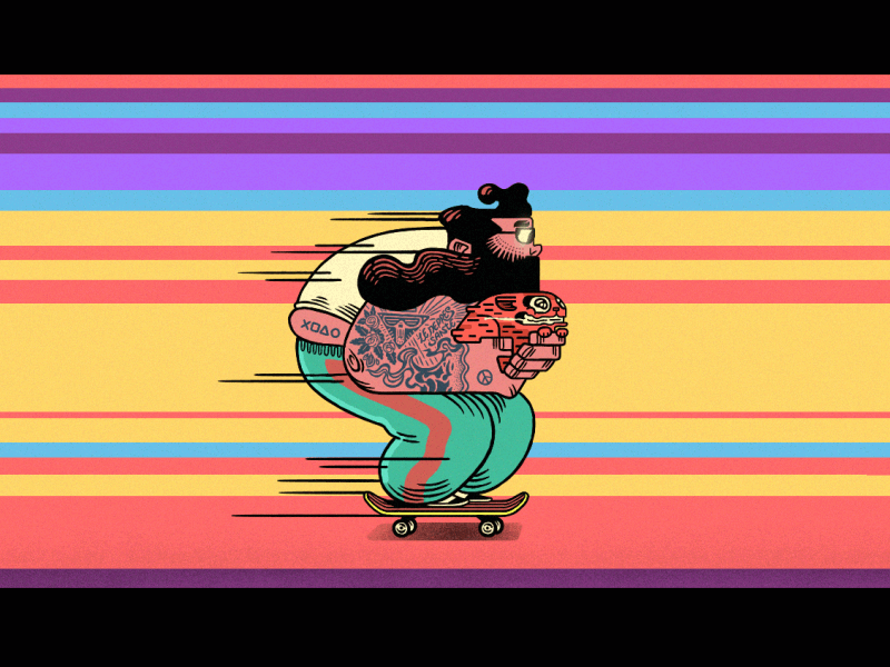 Toma Carcass animation characterdesign illustration kalininbrat skateboarding speedup