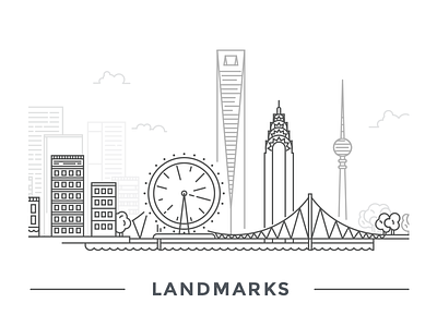 Landmarks berlin bridge building chrysler eye istanbul landmark line london shanghai