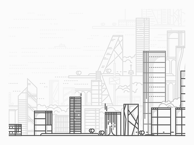 Waterfront City black buildings city line lineart sea vector white