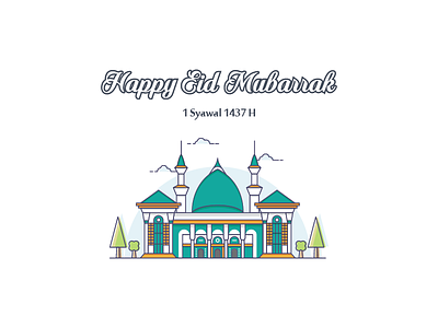 Happy Eid Mubarak ^_^ akbar al cloud eid happy islam line mosque mubarak muslim simple soft