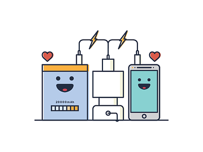 Charger is love charger is life cable charger dribbble icon love power powerbank smartphone soft white