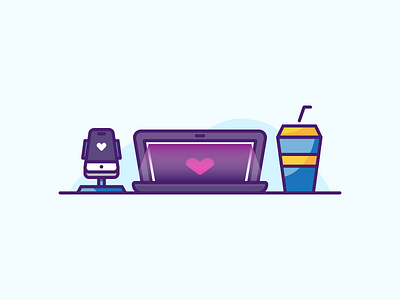 Workspace Illustration drink gadget illustration laptop smartphone workplace workspace