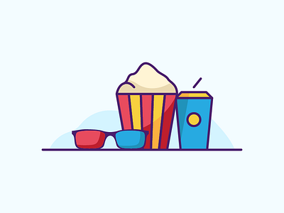 Cinema movie illustration cinema drink illustration movie popcorn theater