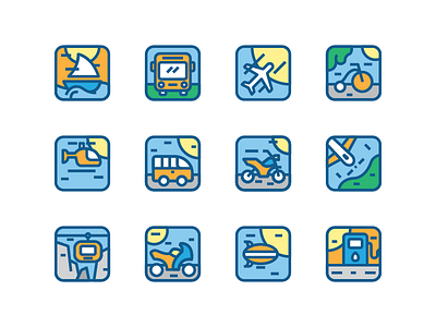 Transportation bicycle bus icon icon app icon set illustration transportation vehicle