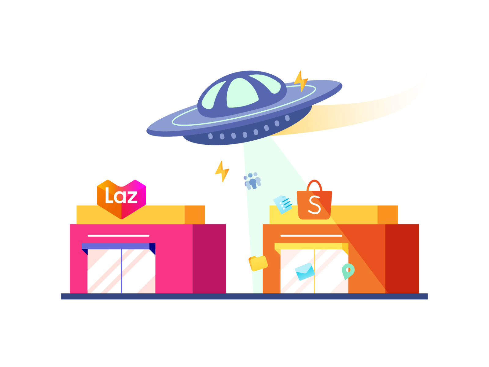 Scraping e-commerce sites illustration alien ecommerce flying saucer illustration lazada scraping shopee store ufo