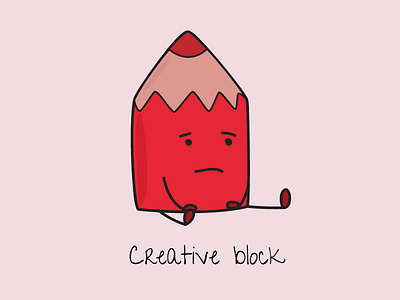 Creative block cute illustration pencil red