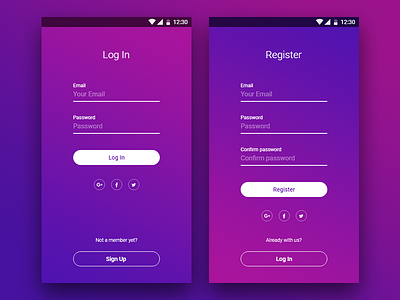 Practicing Adobe Experience Design - Login screen android gradient intro login mobile register sign in sign up ui