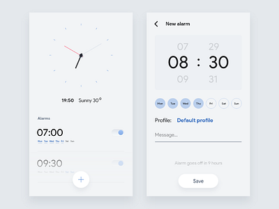 Weekly UI - 5 alarm alarm clock clock flat minimalism shadow time waker