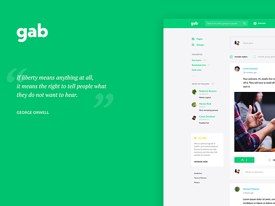 Gab.com redesign concept facebook feed post profile social social network ux web design