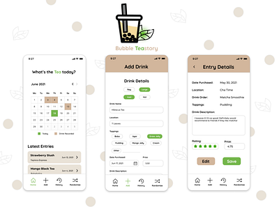 Bubble Teastory boba bubble tea design mobile app ui uidesign ux uxdesign